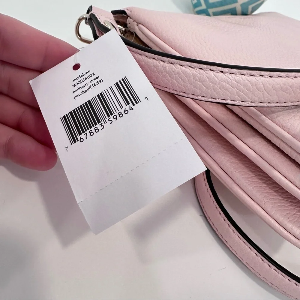 NEW Kate Spade Jackson Triple Gusset Leather Crossbody Bag Peach Puff Pink